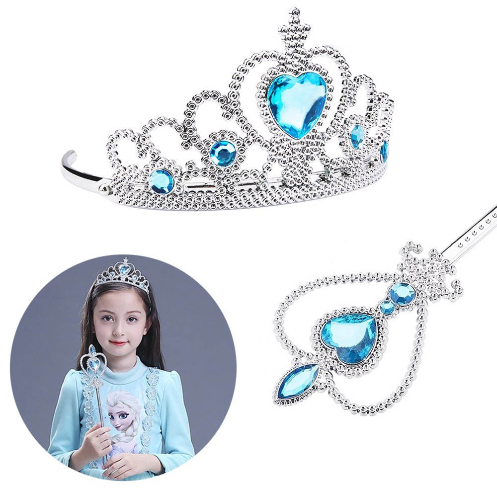 4 Piece Kids Frozen Elsa Girls Inspired Crown Magic Wand Gloves Set Accessories