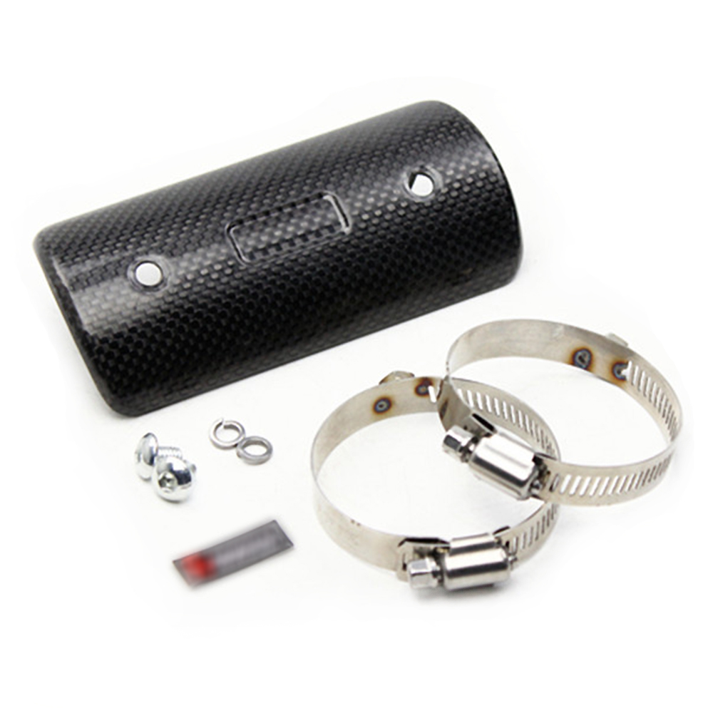 Black Universal Exhaust Pipe Guard Heat Shield Carbon Fiber Cover