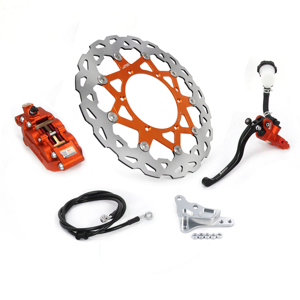 Front Brake System Bracket Master Cylinder Hose 320mm Rotor For KTM