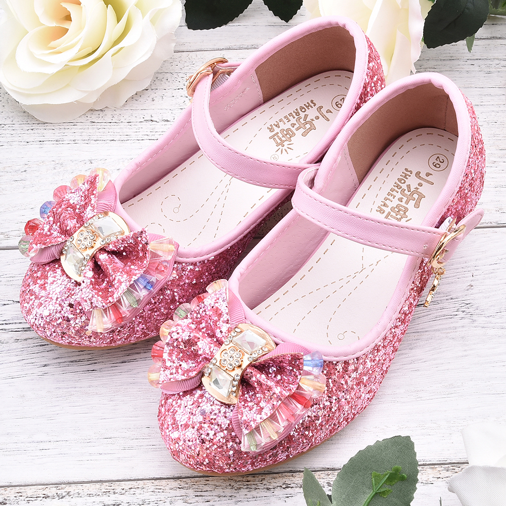 UK Kids Girls Princess Elsa Sandals Party Cosplay Dress Up Evening Sequin Shoes 