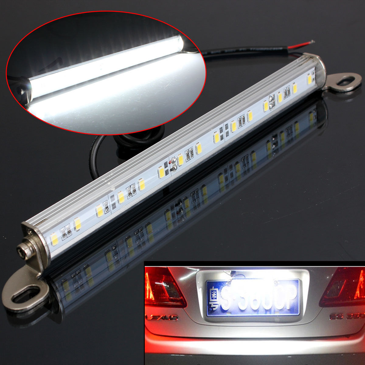 2x White Universal LED License Plate Light Lamp Car Van Trailer Trucks 12V