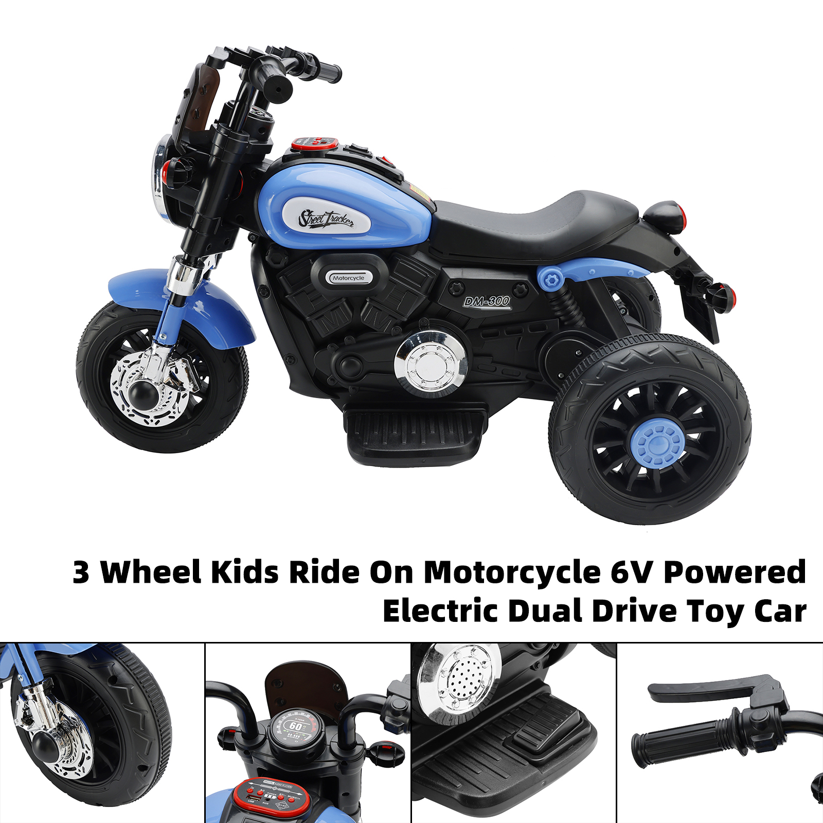 3 Wheel Kids Ride On Motorcycle Blue 2