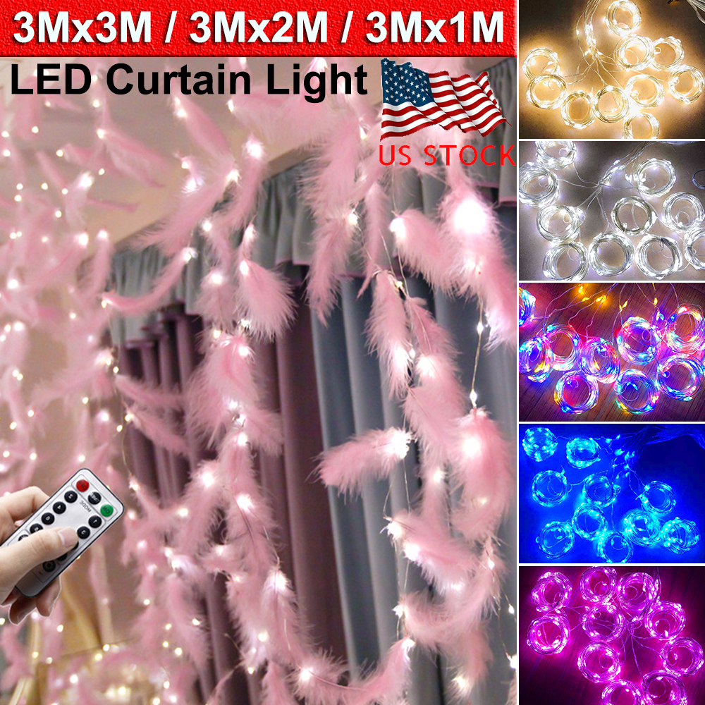 Usb Led Curtain String Light Diy Feather Remote Control Wedding