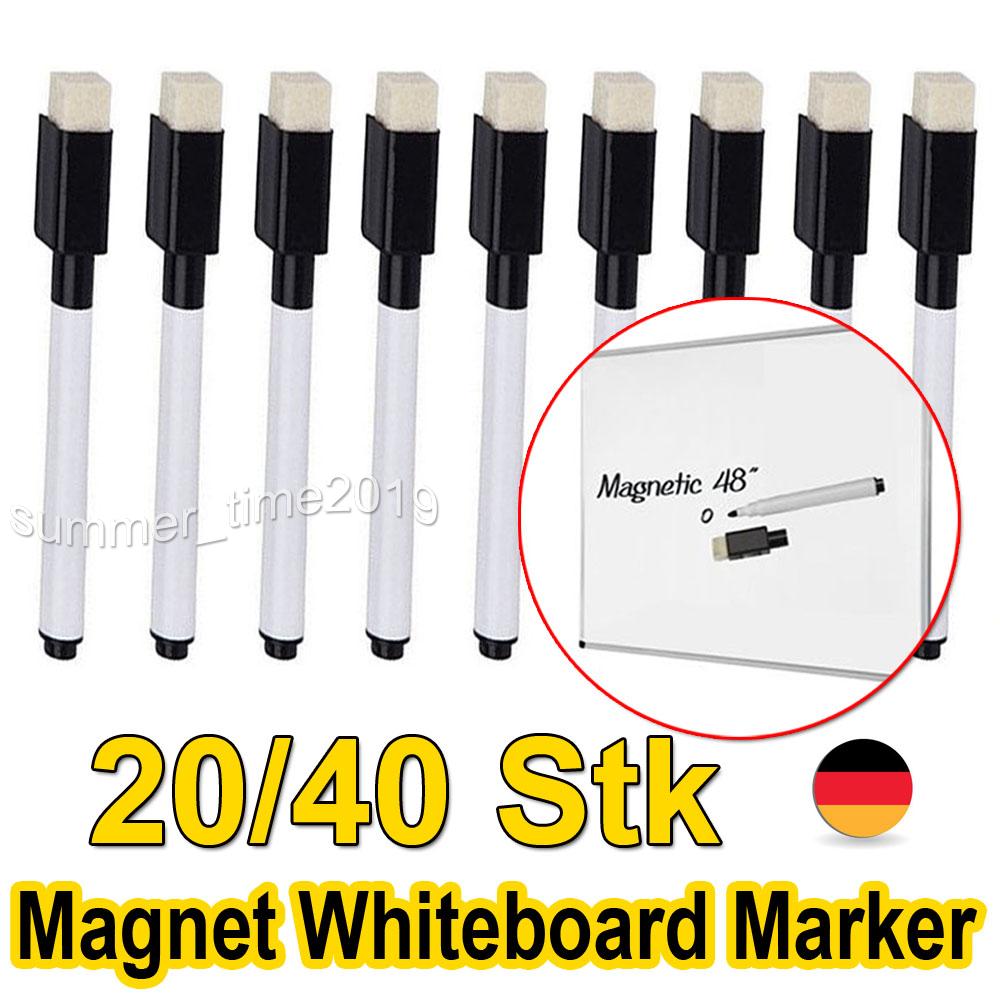 20 Stk Whiteboard Marker Set Magnettafel Magnet Whiteboardmarker Stifte schwarz