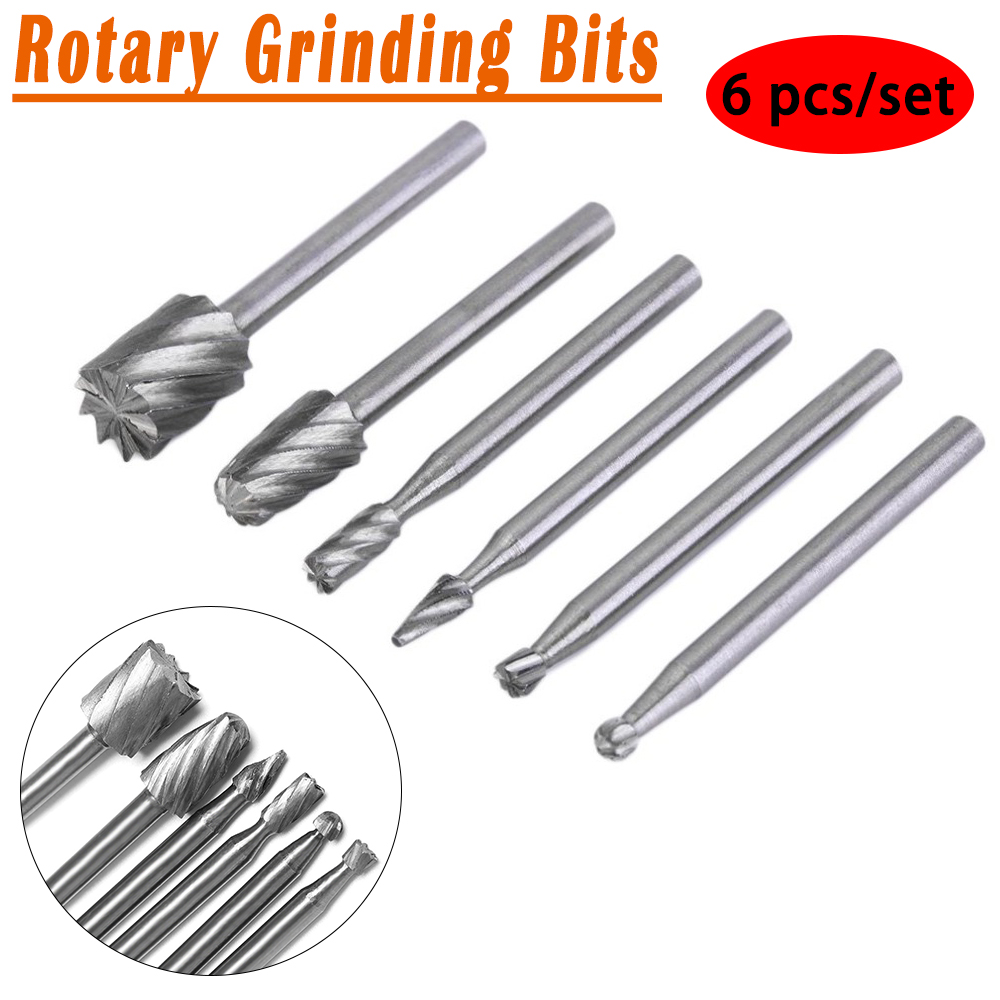6pcs 3.17mm Shank HSS Routing Router Bits Set for Wood Working Rotary Tools
