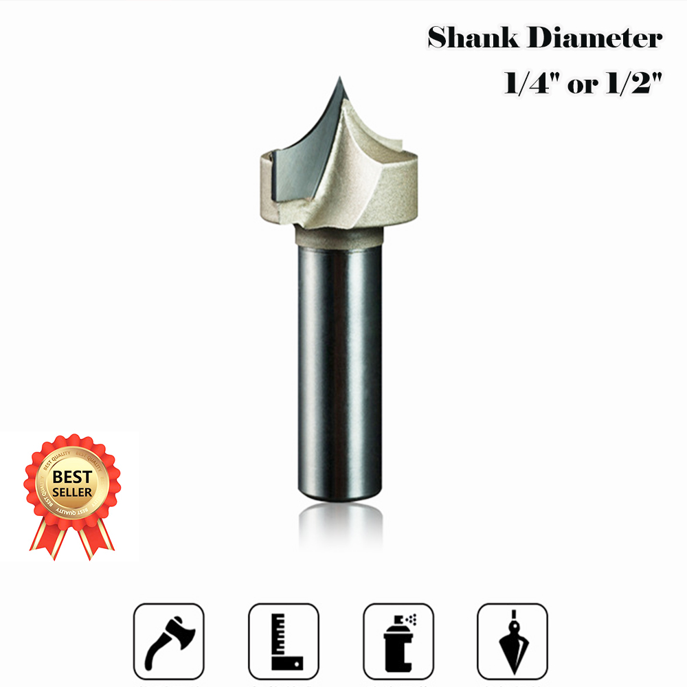 Routing Tool CNC Router Cutter Point Cutting Roundover Router Bit 1/2