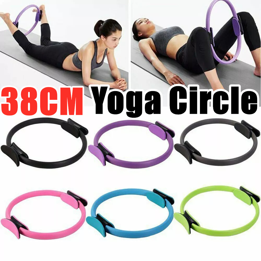 Pilates Ring Fitness Circle Resistance Toning Gymnastic Wheel Handle Yoga LJ 