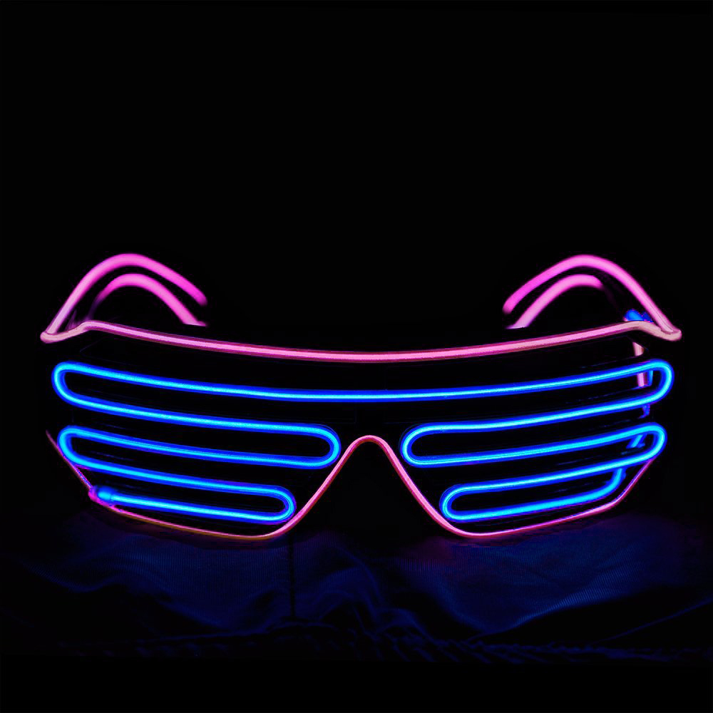 LED EL Wire Brille Party Festival Partybrille Zweifarbig Leuchtbrille Blau-lila
