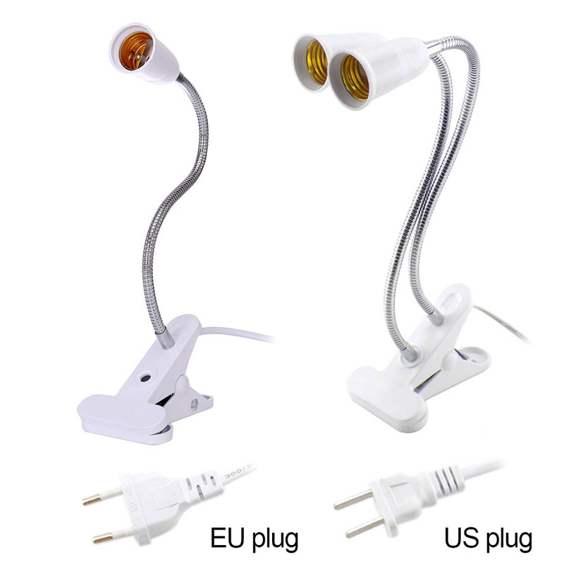 1x Single//Dual E27 Lampenfassung Einstellbare LED Clip-On Schreibtischlampe #