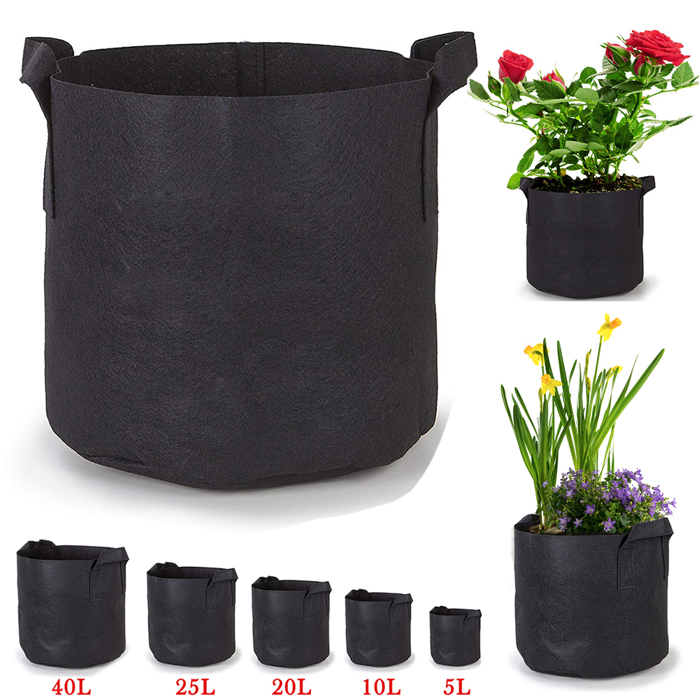 Black Pots Basket Plant Vegetable Fabric Pouch Round Aeration Container Grow Bag