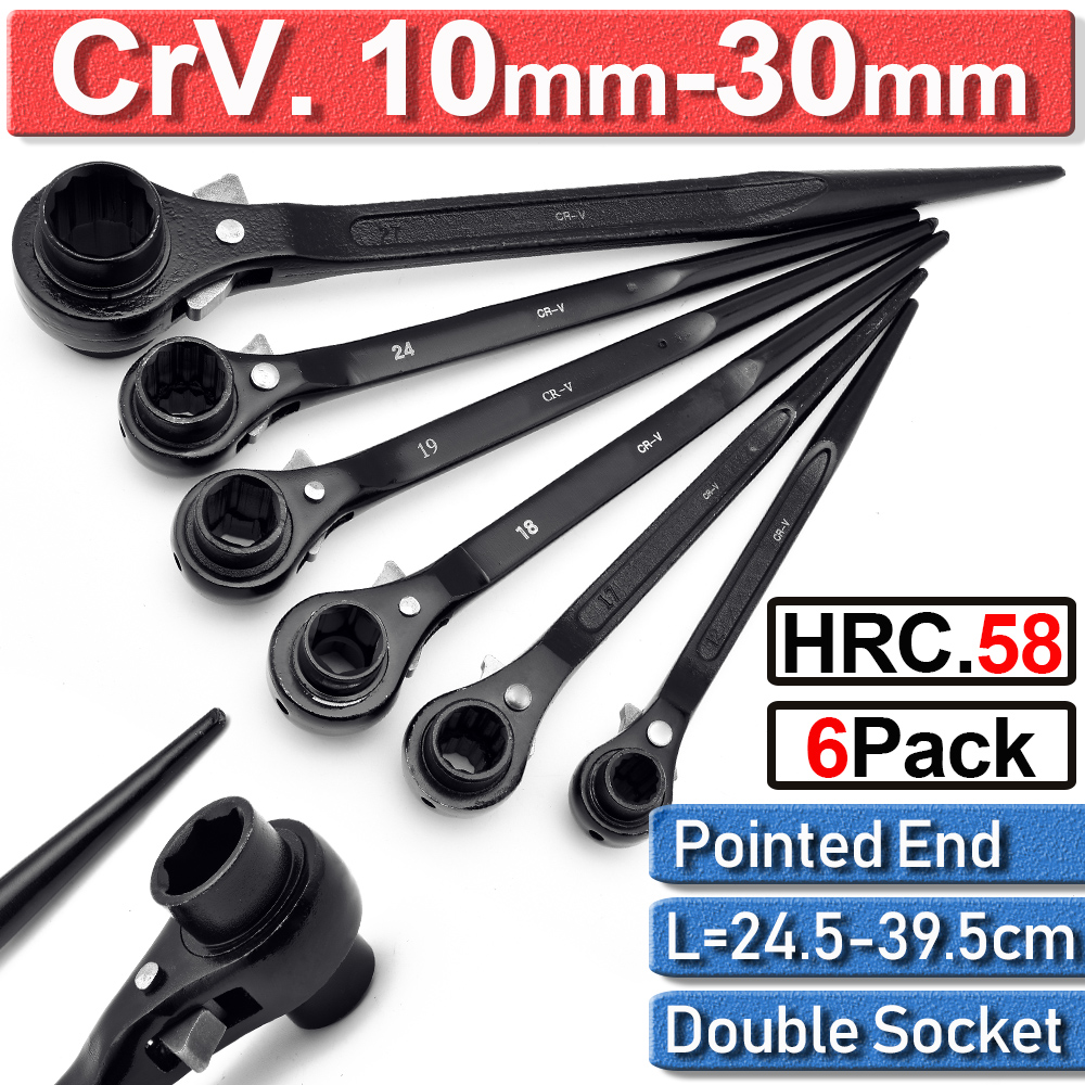 Suneducationgroup Com Hardened Crv Scaffolding Ratchet Podger Spanner Wrench Double Socket 10mm 30mm Business Office Industrial Hand Tools