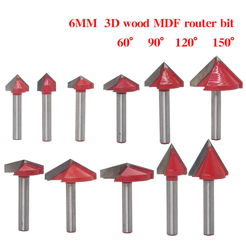 D=22mm 90° Schaft 6mm V-Nutfräser V-Nut HM für CNC Fräsmaschine Router bit