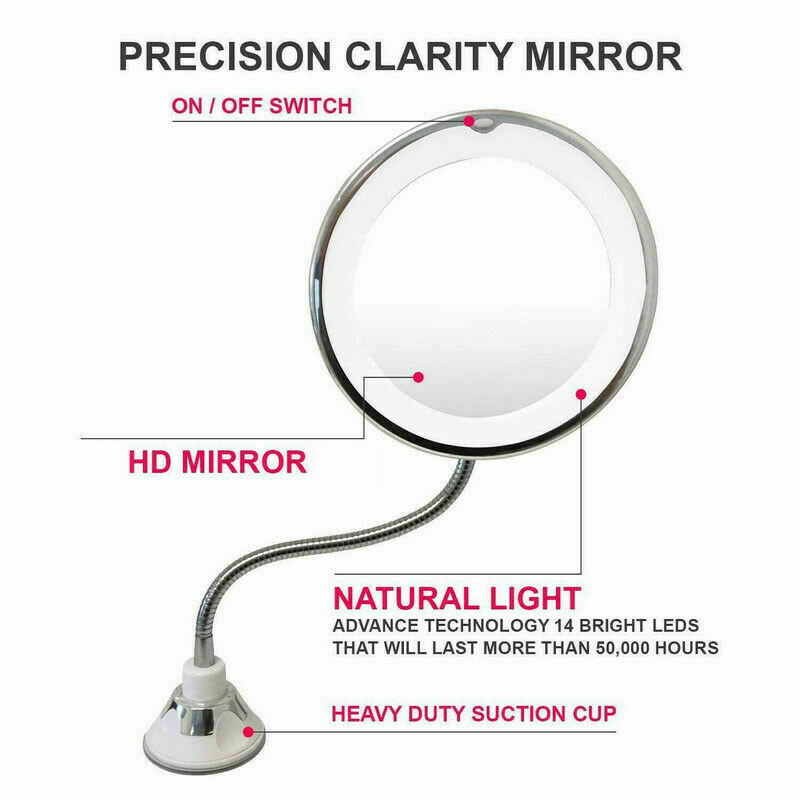 Vergrößerungsspiegel mit LED Saugnapf 10 fach Badspiegel Makeup
