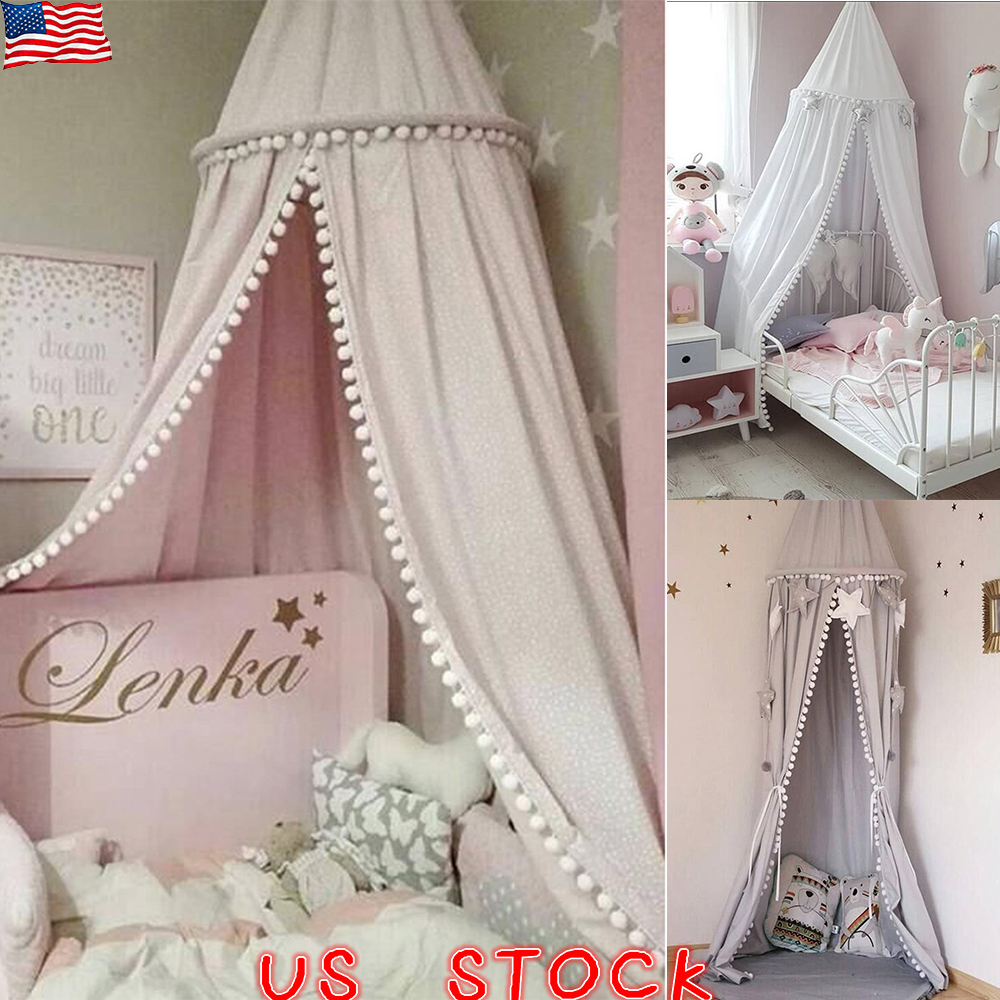Kids Baby Bed Canopy Bedcover Mosquito Net Curtain Bedding Dome Tent Cotton