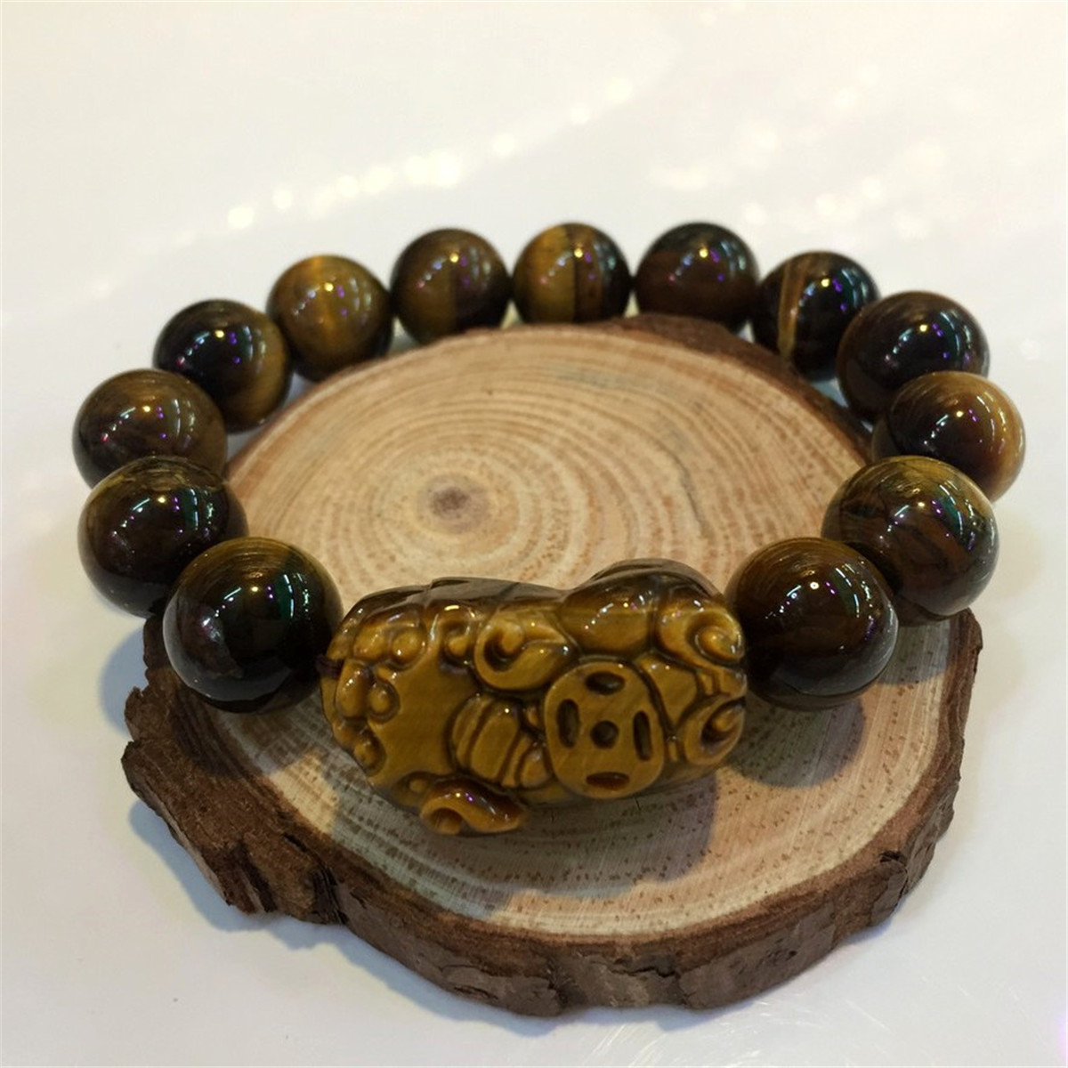 Vintage Feng Shui Tiger Eye Stone Pi Yao Pi Xiu Bracelet For Wealth ...