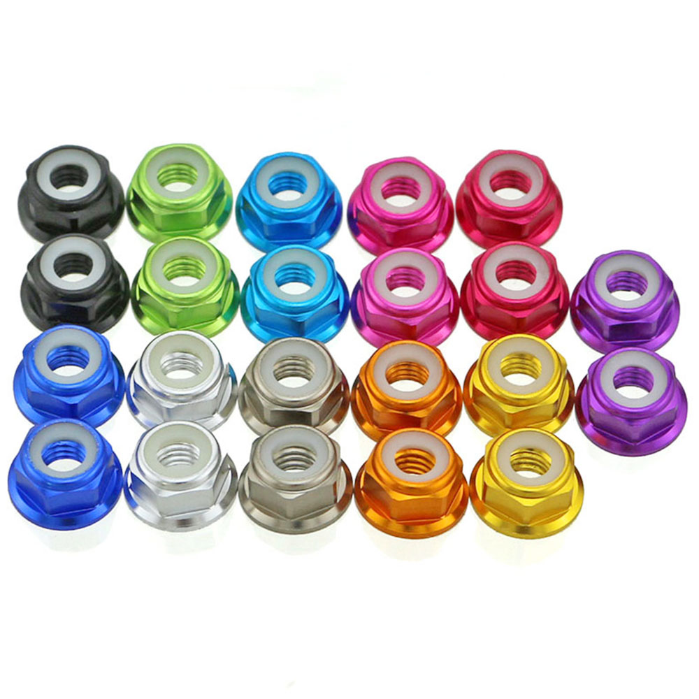 US M2/3/4/5/6 Anodized Nylon Insert SelfLock Aluminum Hex Nuts 10/20