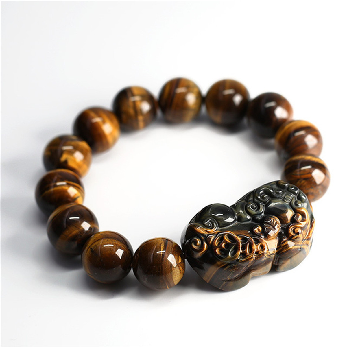 Feng Shui Yellow Tiger's Eye Stone Pi Yao Pi Xiu Bracelet For Wealth ...