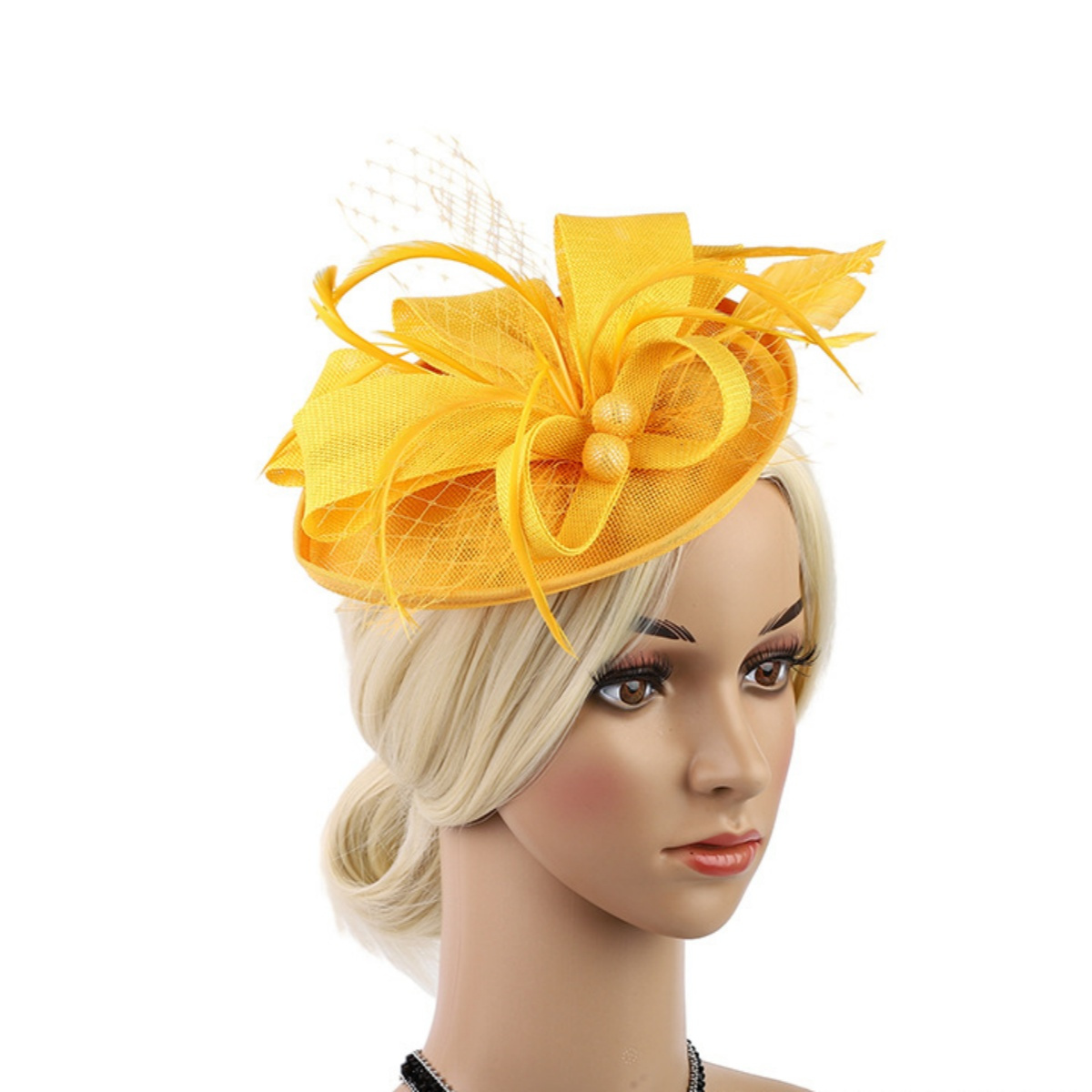 12 Piece Fascinator Hats Set - Mesh & Feather Headbands for Weddings Parties Tea Bniksok 5-Pack Khaki Apricot Fascinator Hat for Women Tea  main image 3