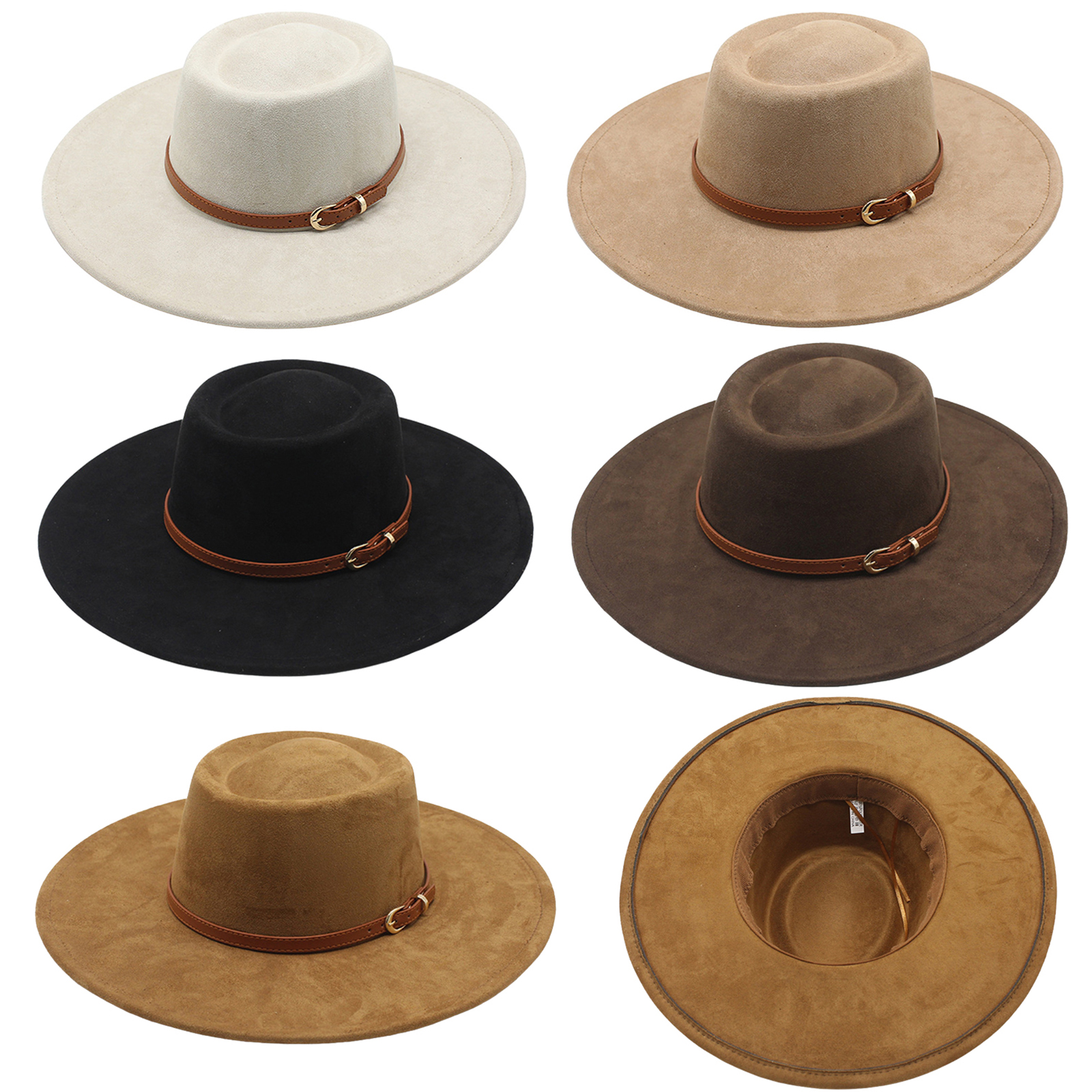 Wide Brim Felt Sun Hat Adjustable Buckle Vintage Boho Panama Style JaGely Felt Hats for Women Wide Brim Felt with Belt Djibouti  main image 2