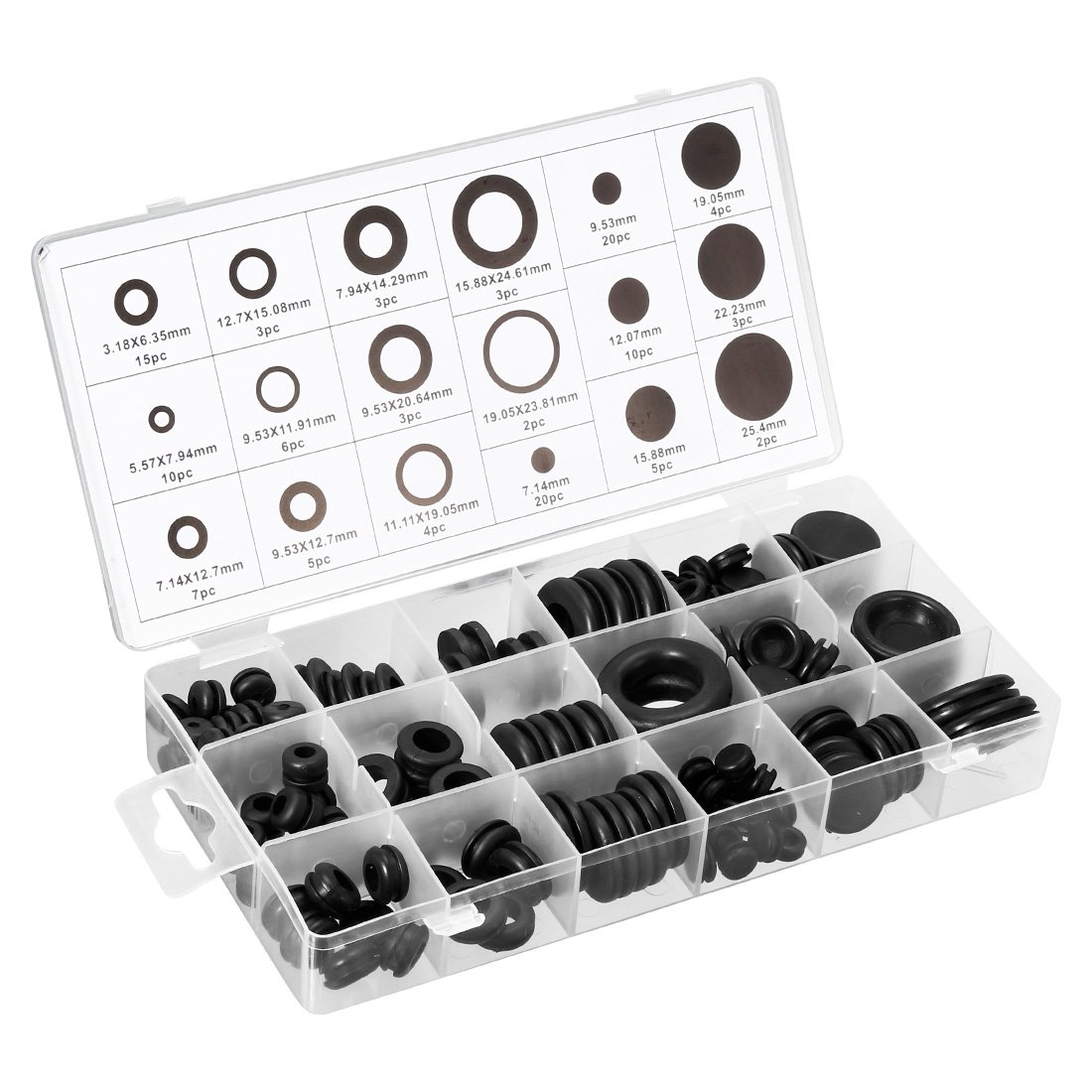 125pc Rubber Blanking Grommet Wiring Open Closed Blind Grommets Set