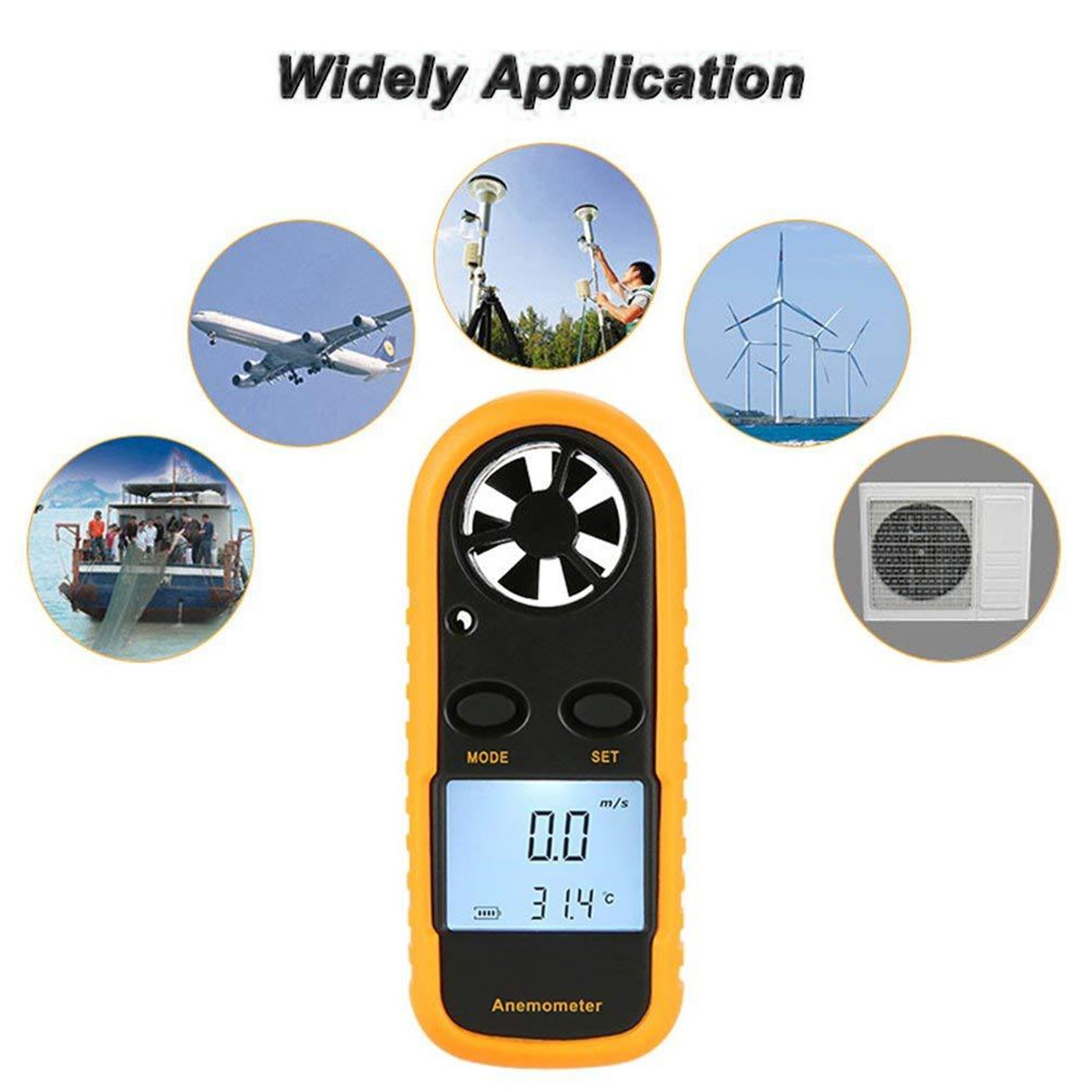 GM816 Digital Handheld Anemometer Wind Speed Meter Thermometer Sailing