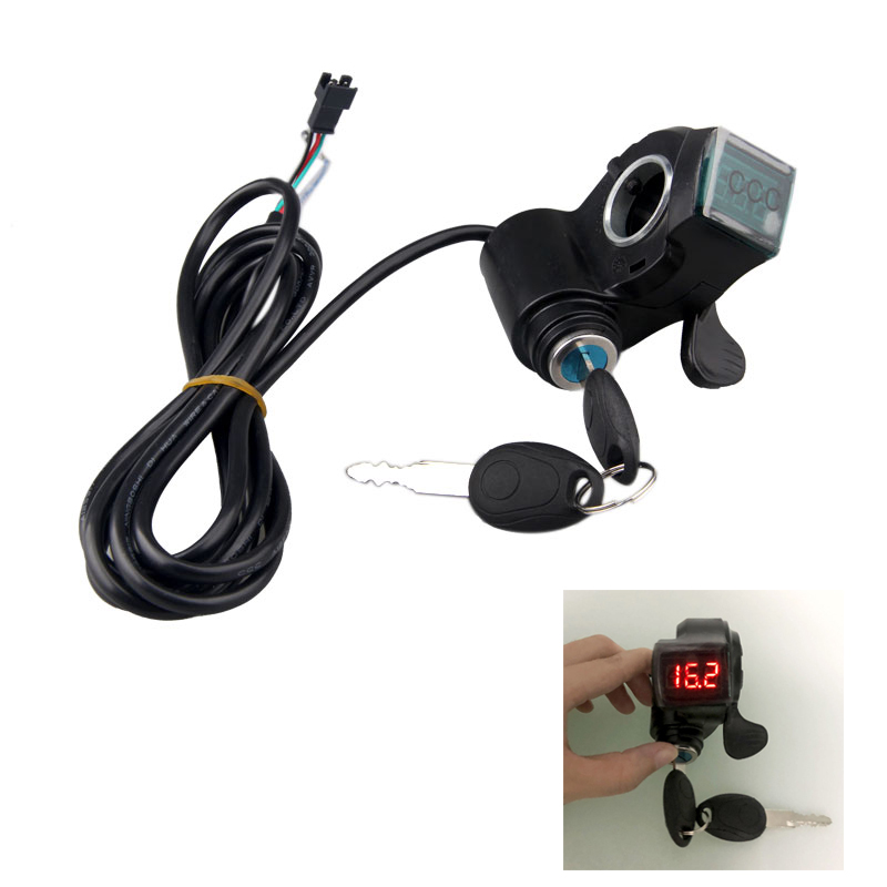 E-bike Scooter Thumb Throttle LCD Digital Battery Voltage Display and Lock//Key