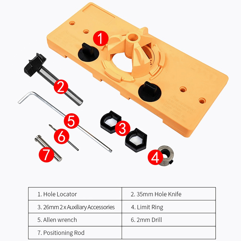 35MM Cup Style Hinge Jig Forstner Bit Drill Guide Set For Kreg Door
