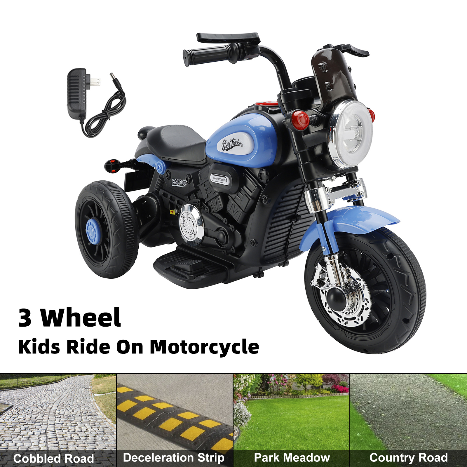 3 Wheel Kids Ride On Motorcycle Blue 3