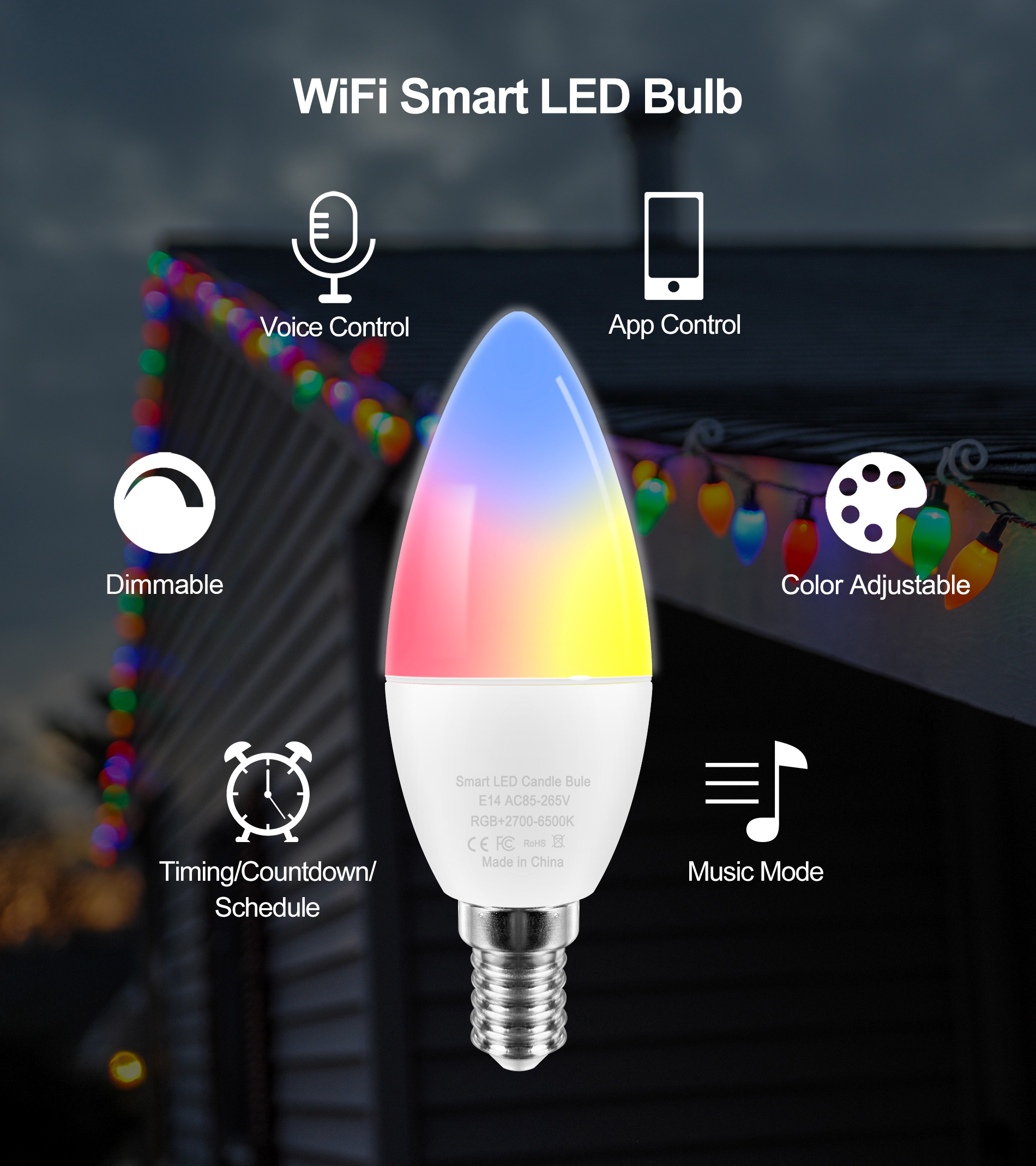 Bombilla E14 led regulable smart mediante la app smart life