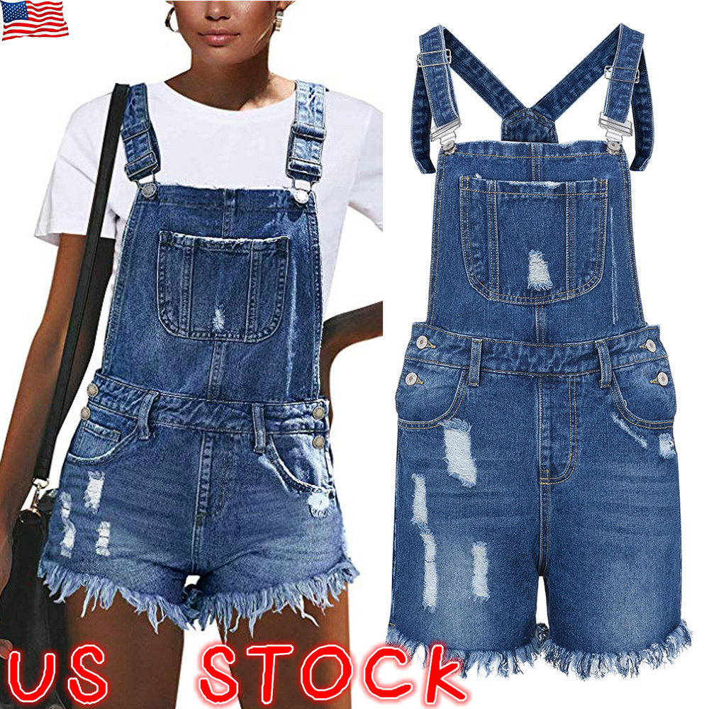 womens denim romper shorts