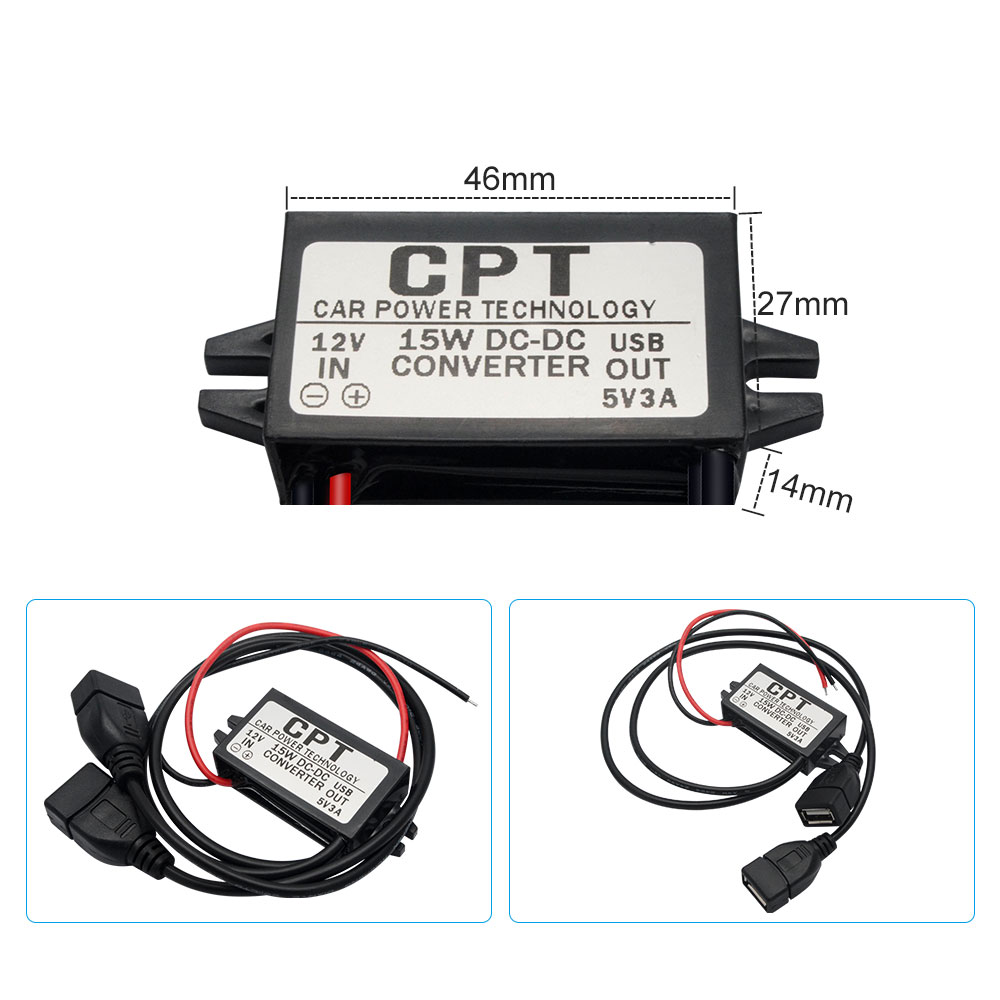 Modulo convertitore CC da auto 12 V a 5 V 3 A 15 W doppio adattatore di potenza di uscita USB