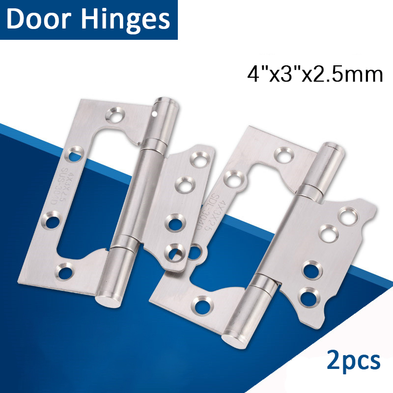 2x Stainless Steel Flush Hinges 40mm Small Cabinet Cupboard Door