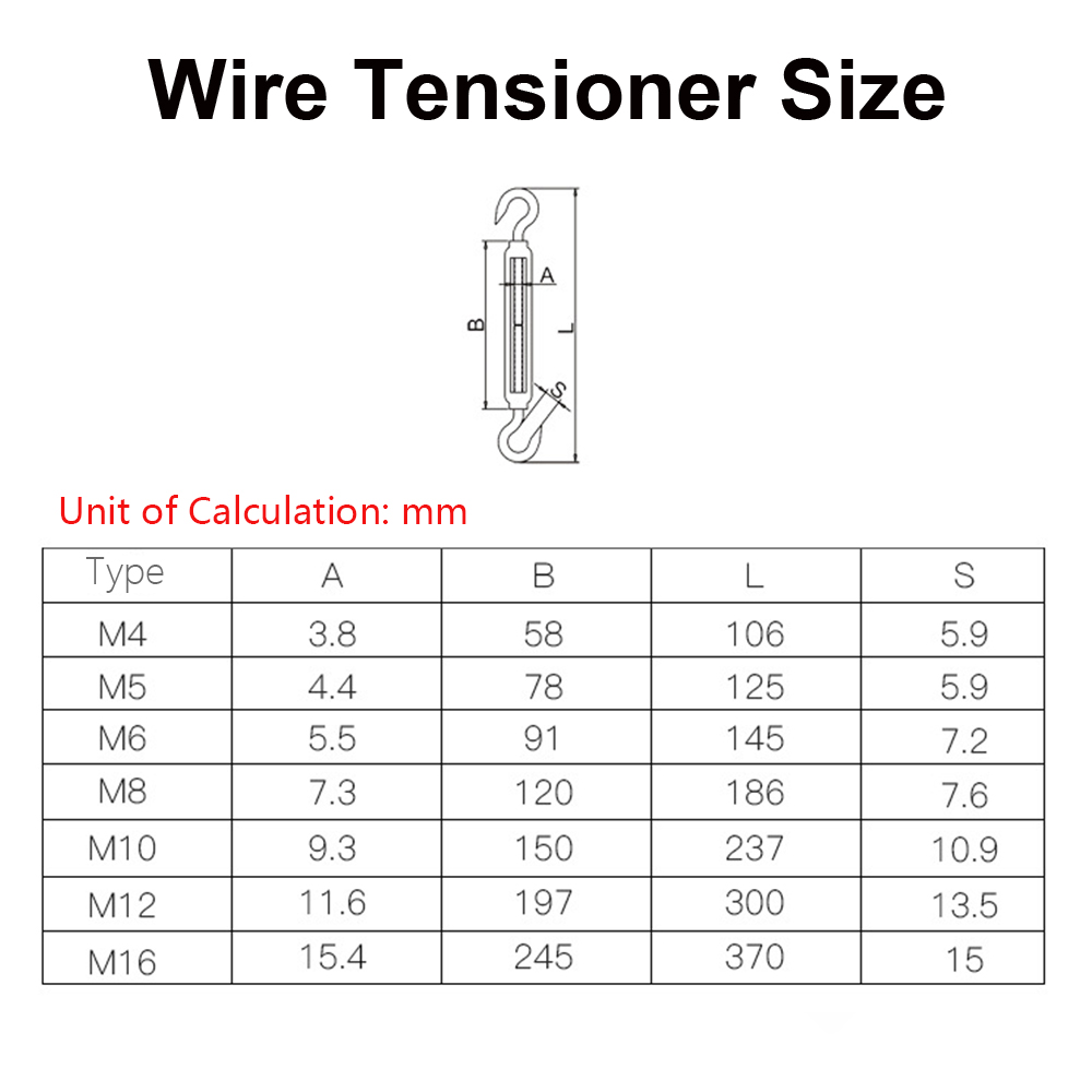 SMALLLARGE M4M16 TURNBUCKLES Wire Tensioner/Strainer Barrel Rigging