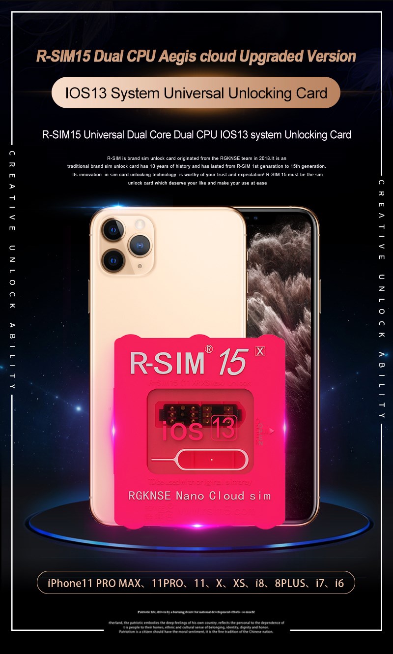 R-SIM15 Nano Unlock RSIM Card Fit for iPhone 11 Pro XS MAX XR 8 IOS 13.