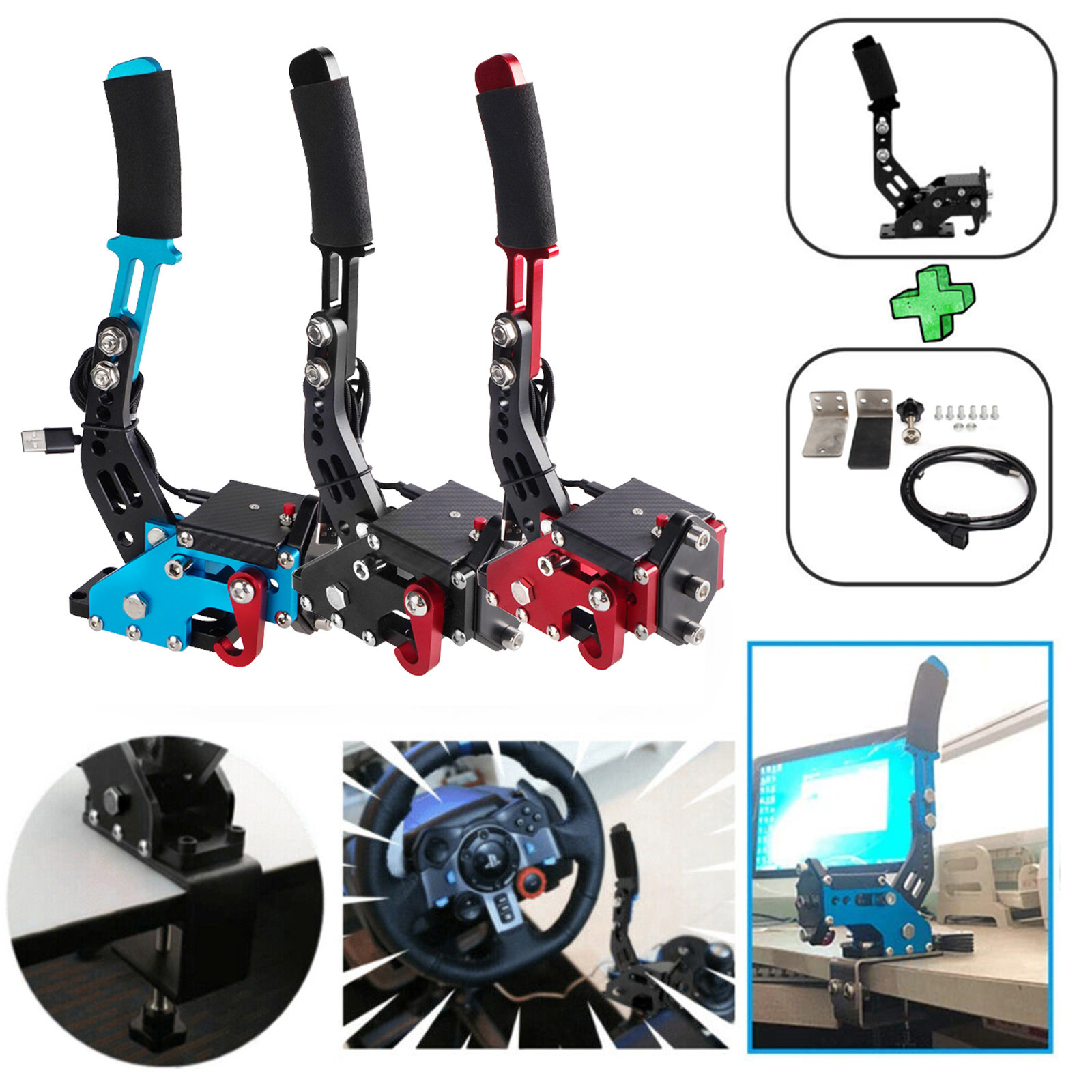 14Bit PS4/PS5 USB Handbrake Kits for Racing Games Steering Wheel Stand G29  Blue