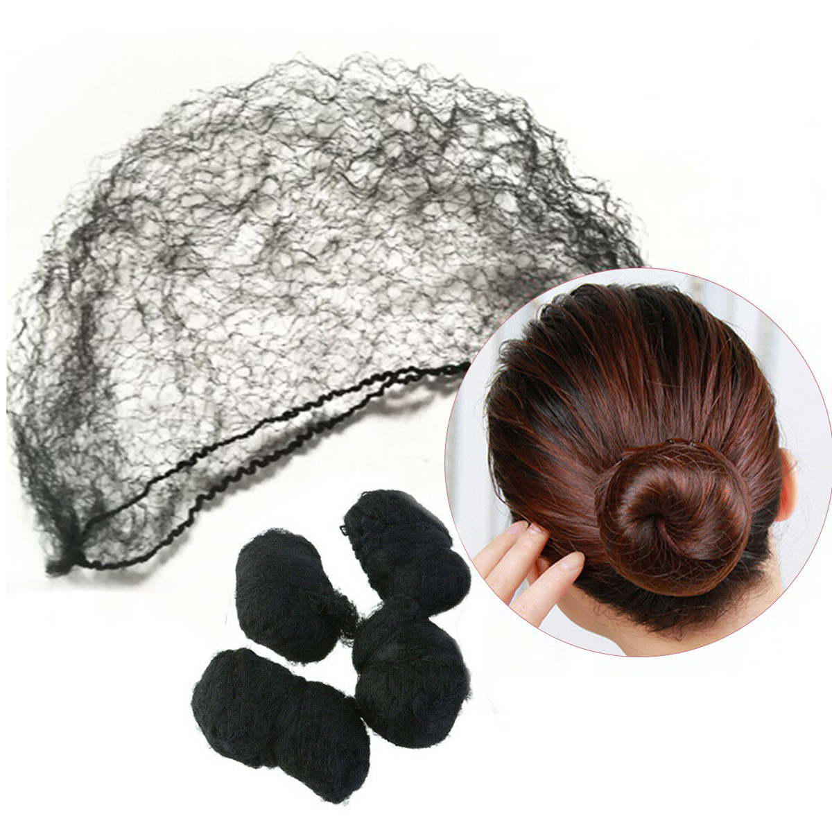 Details about   100pcs Invisible Black Hair Nets Elastic Edge Mesh Hairnet Stretch Hairnet Cover