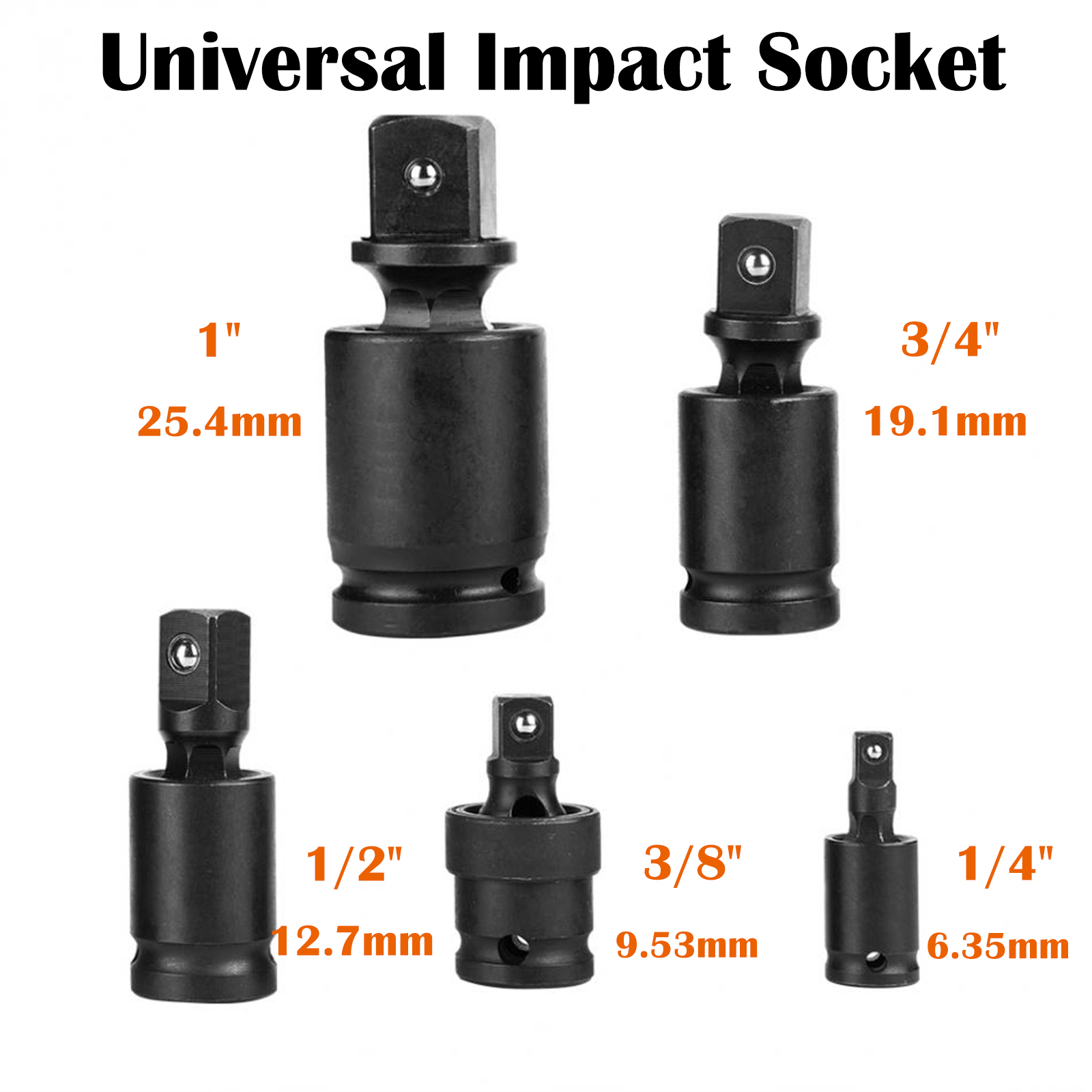 5pc Air Impact Socket Adapter Reducer Set 1 4 3 8 1 2 Inch Drive Swivel