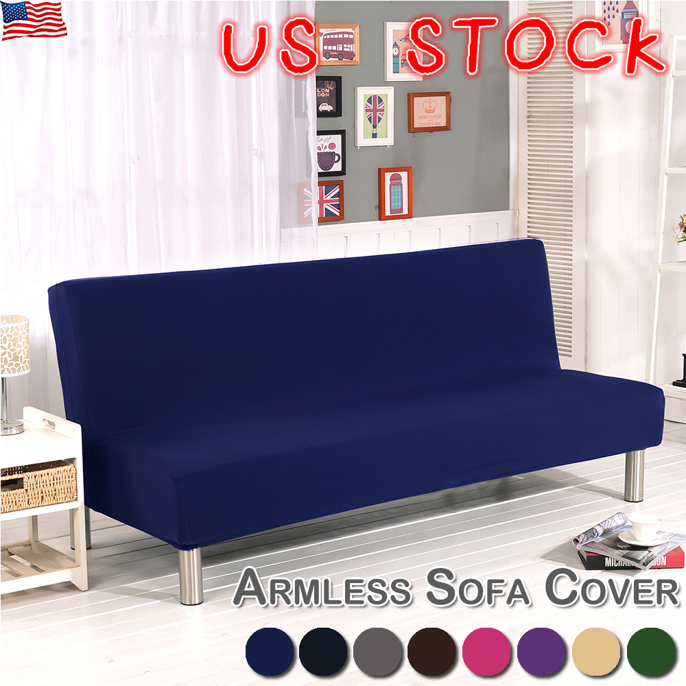 Details About Sofa Bed Stretch Seater Cover Lounge Protector Futon Couch Slipcover Armless Us