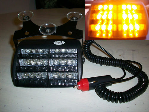 12 Volt Amber Recovery Strobe LED Lights Orange Windscreen Dash Flashing Beacon eBay