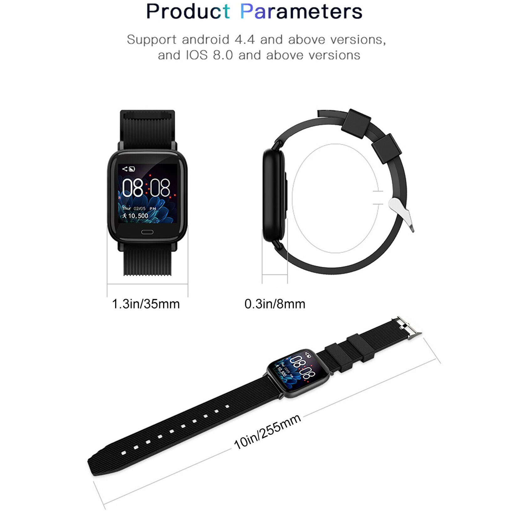 waterproof sport smart watch blood pressure heart rate monitor for ios android