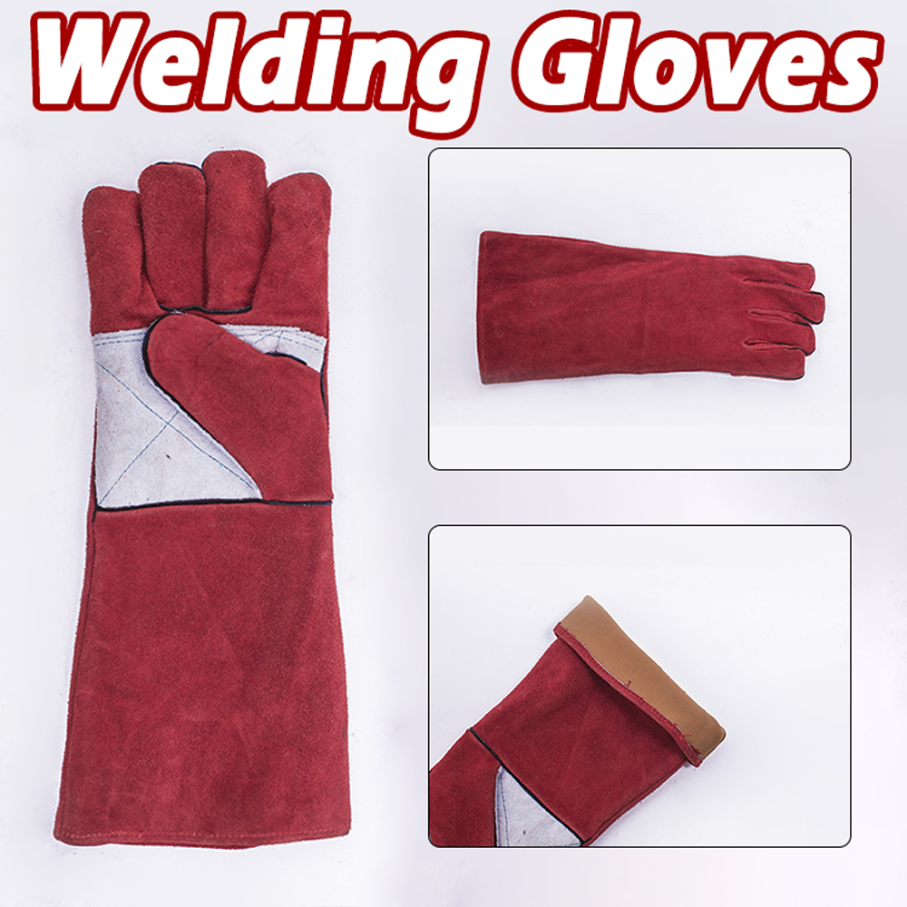 1 Pair Durable Heat Resistant Tig Mig Welding Gloves Welder Gauntlets Orange