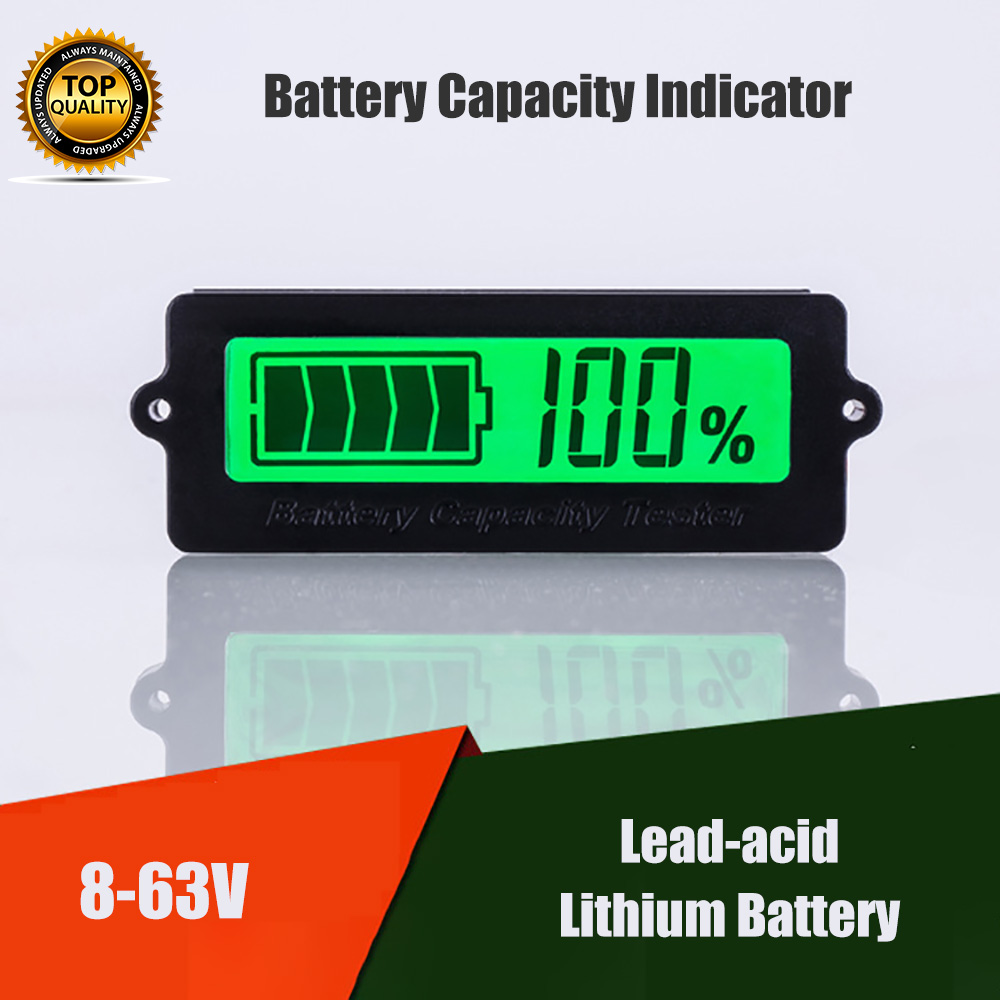6-63V LCD Acid Lead Lithium Battery Capacity Indicator Digital Voltmeter blue