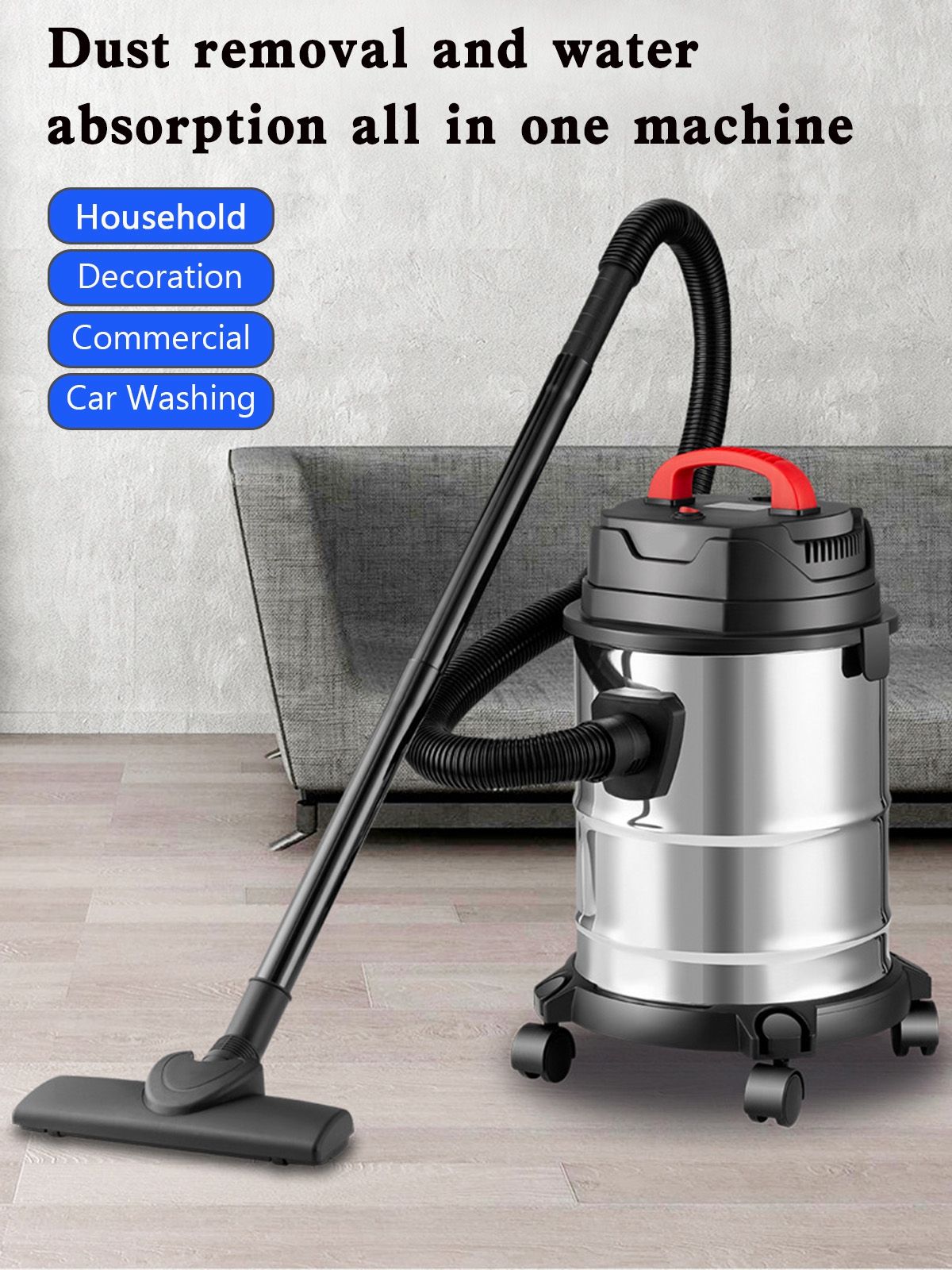 5 Gallon Steel Stainless Wet/Dry Canister Vac Shop Vacuum Cleaner
