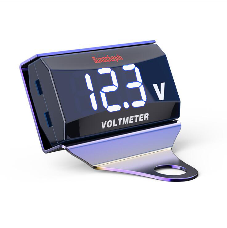 LED Auto Motorrad Digitalanzeige 12V-150V DC Digitalvoltmeter Wasserdicht Weiß