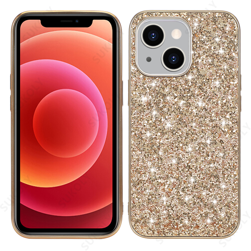 Luolnh Gold Glitter Sparkle Case Compatible With IPhone 13 Case Marble Design Shockproof Slim Soft Silicone TPU Bumper Cover Phone Case For IPhone 13 6.1 Inch 2021(White&Dark Blue - View #3