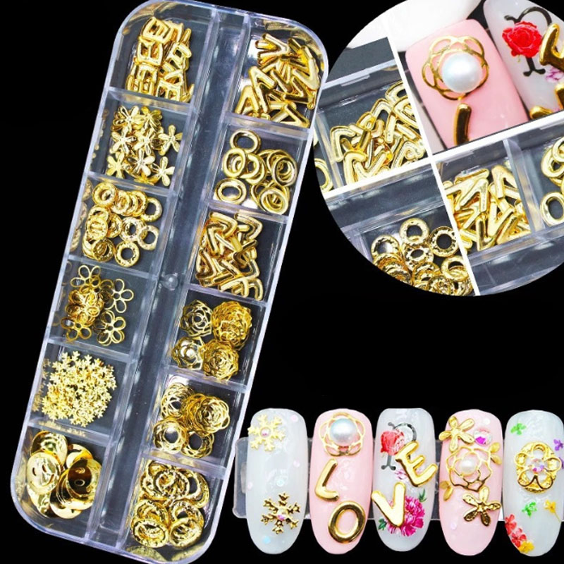 3D Nail Art Nail Studs Beauty Metal Patch Nail Drill 14 ...