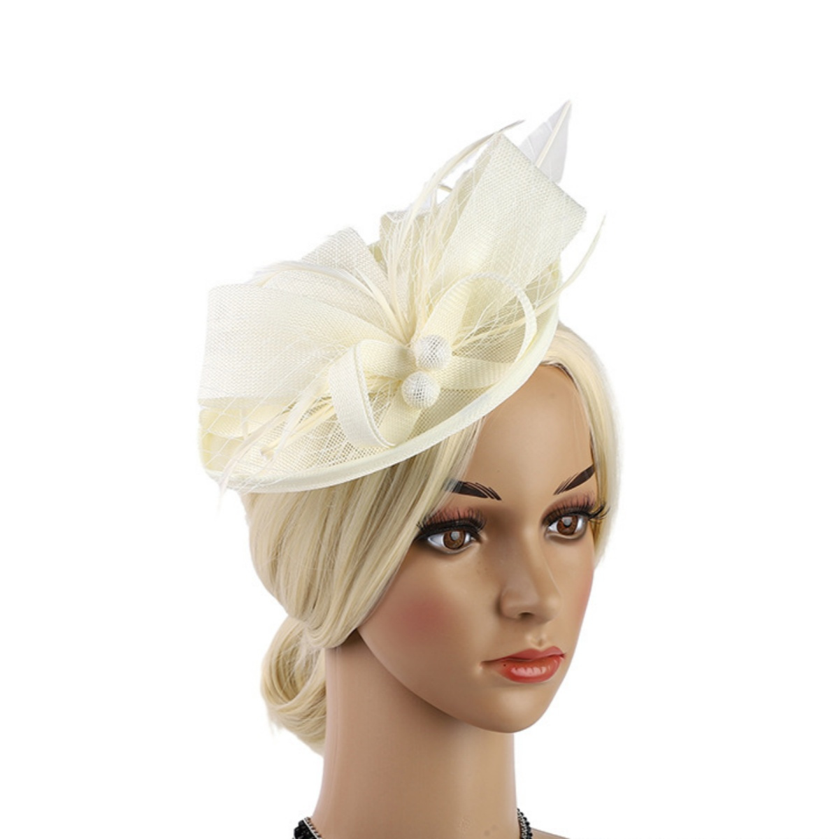 Vintage Mesh Fascinator Headband Feather Hat for Women Girls Tea & Wedding Fascinator Hats for Women Bridal Tea Party Hats 20s 50s  main image 4