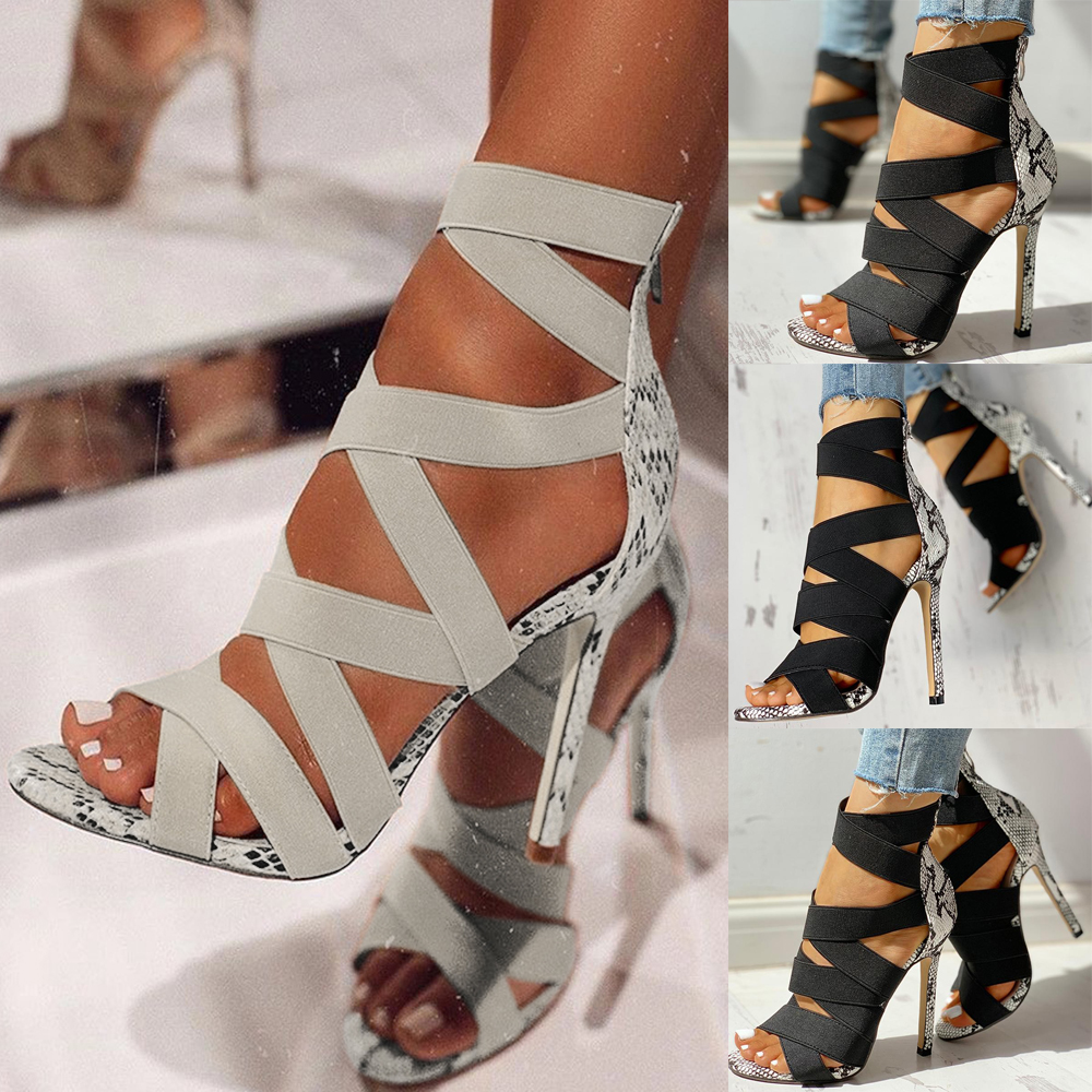 cross strap sandals heels
