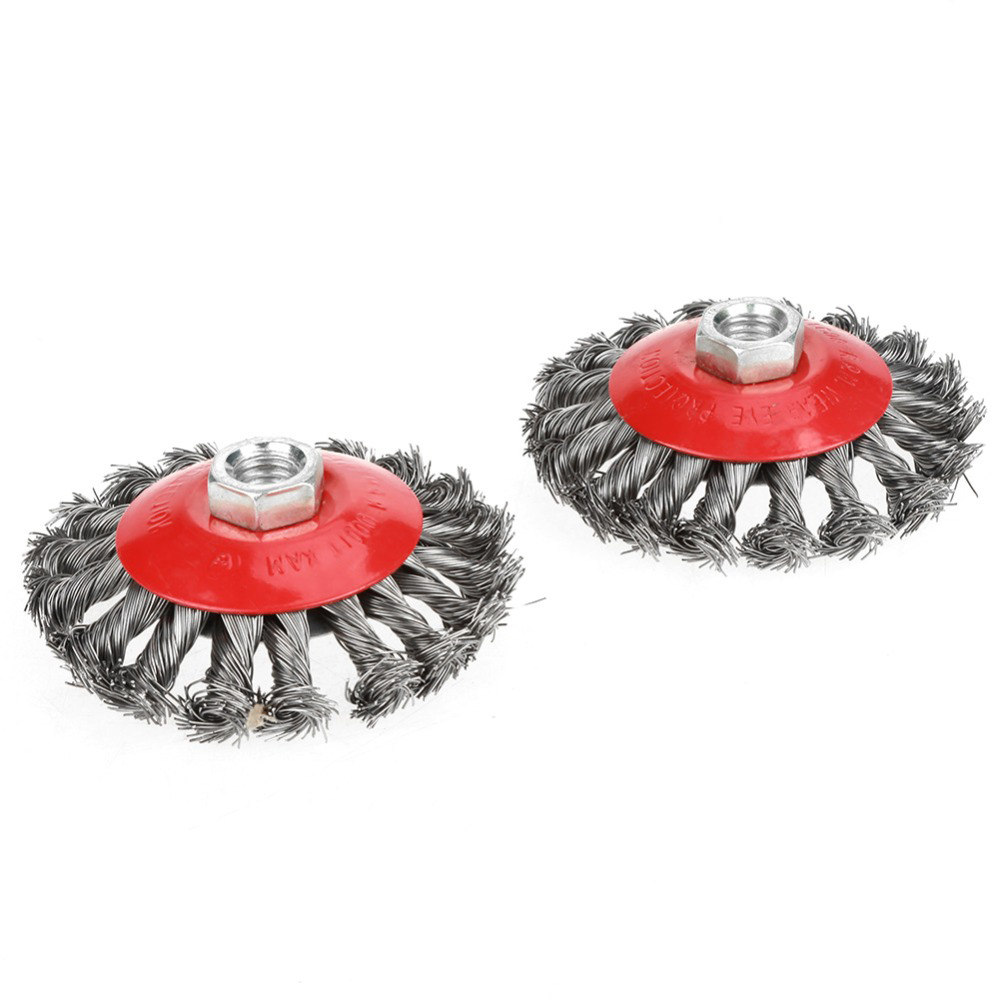 4x M14 Screw Twist Knot Wire Wheel Cup Brush Set For 75mm 100mm Angle