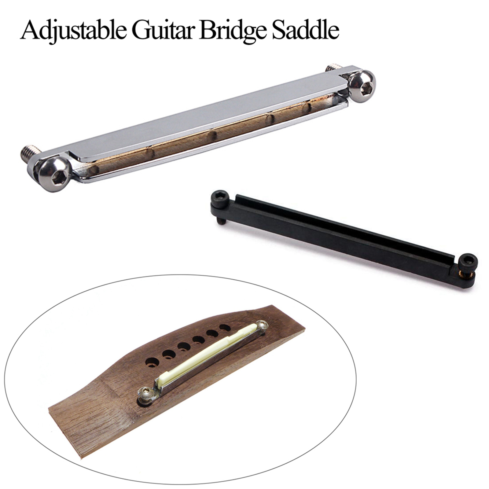 Adjustable Bridge Saddle Nut Set for Acoustic Folk Guitar with Hex Driver